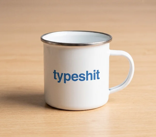 Enamel mug on desk